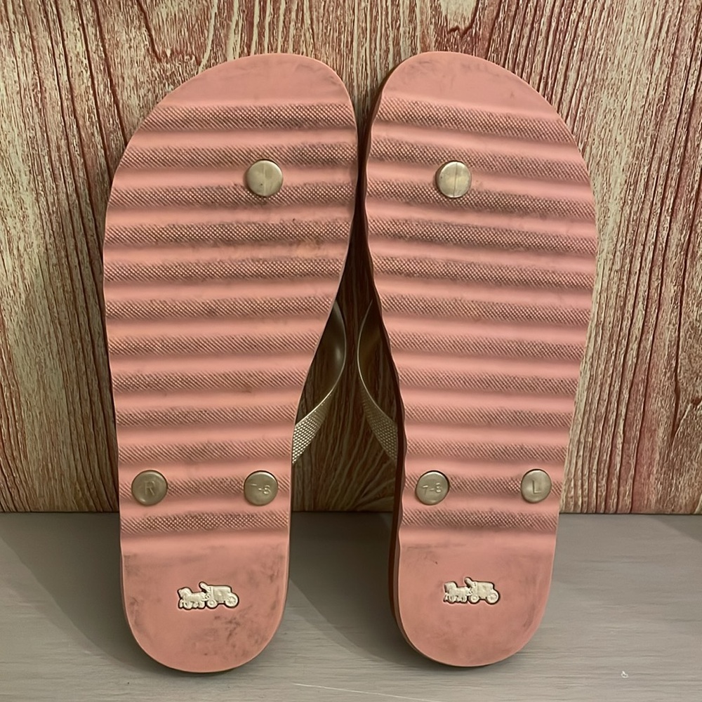 COACH Women's Gold Logo Flip Flop Sandals - Picture 11 of 11